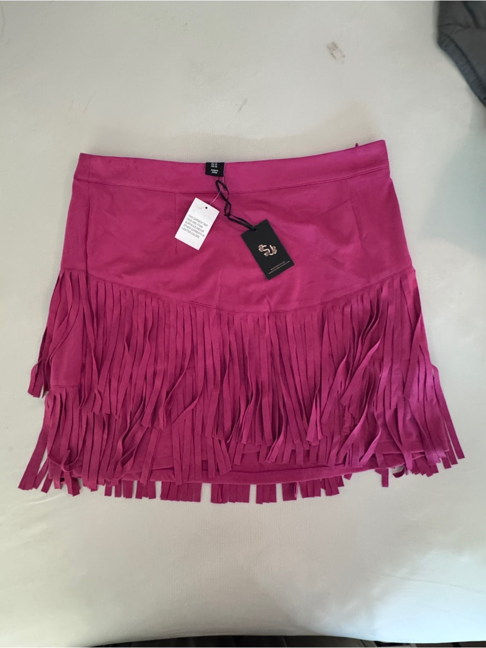 Sincerly Jules Fuchsia Fringe Mini Skirt